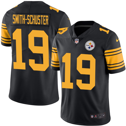 Nike Steelers #19 JuJu Smith-Schuster Black Youth Stitched NFL Limited Rush Jersey - Click Image to Close